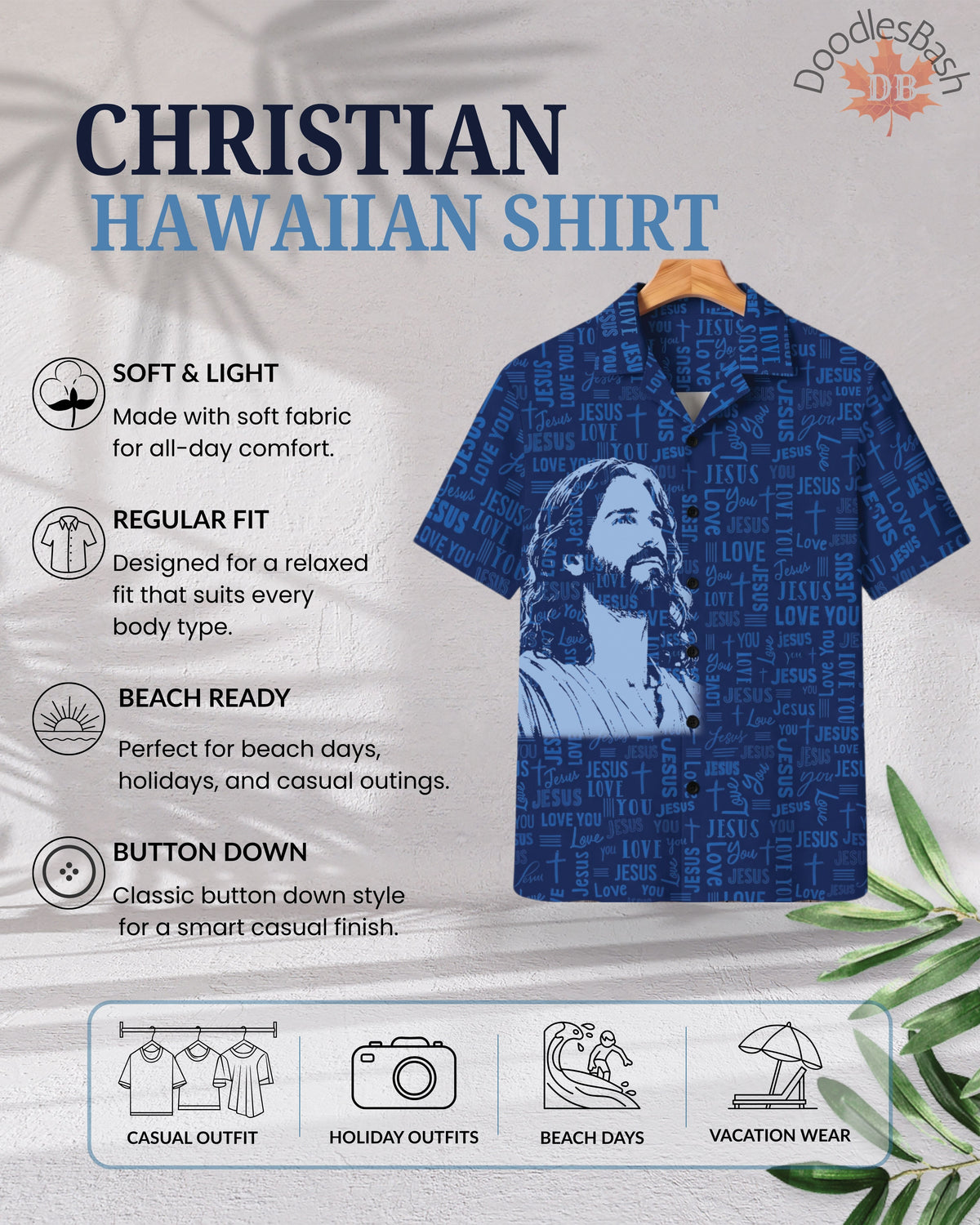 Jesus Love You Christian Hawaiian Shirt - Navy All Over Print