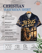 Jesus Is King Hawaiian Shirt - Christian Lion of Judah Shirt
