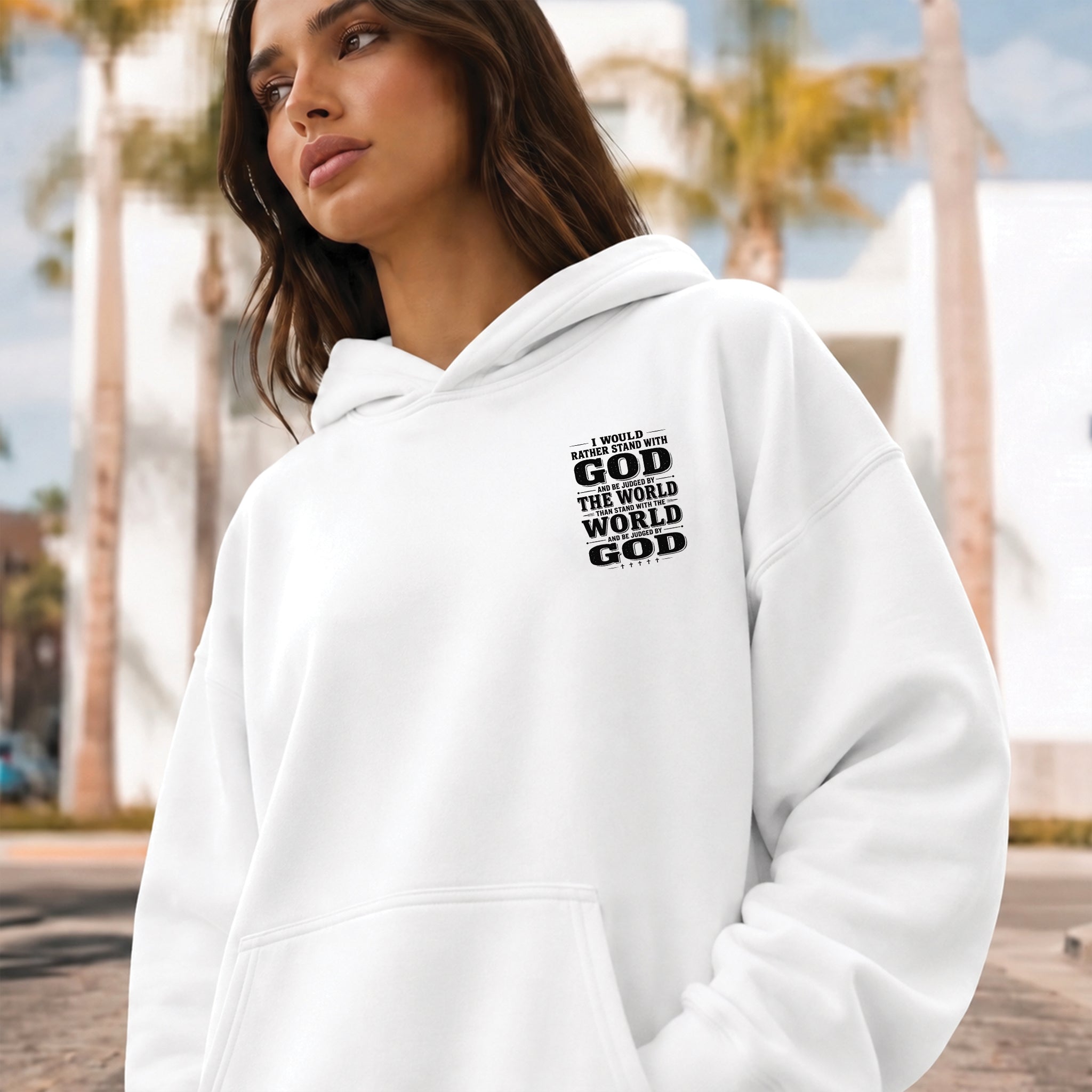 I Would Rather Stand With God Christian Shirt, Faith Over the World Religious Hoodie