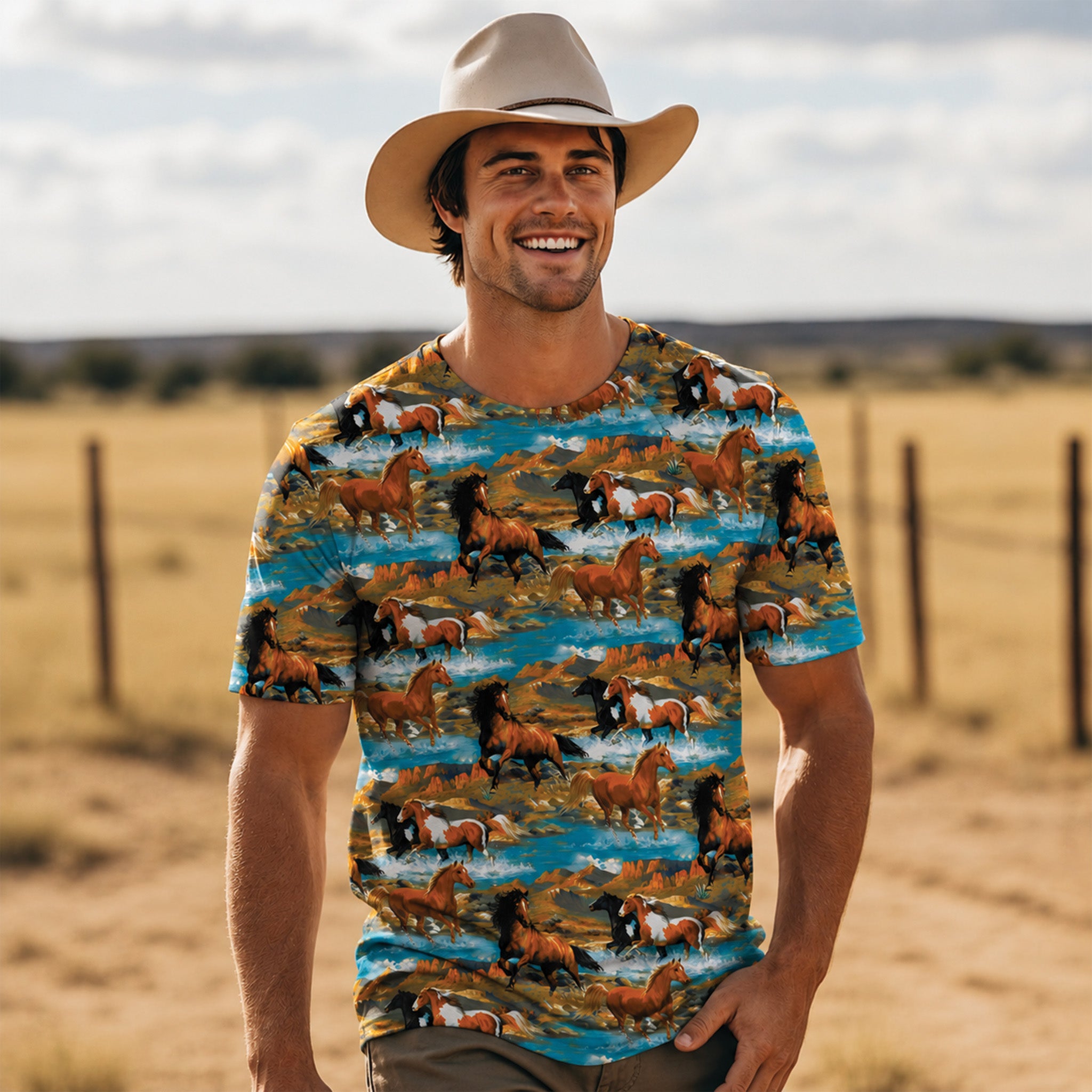 Wild & Free Running Horse All Over Print Shirt