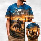 3D Printed Horse Unisex T-Shirt, Ride with Jesus Shirt