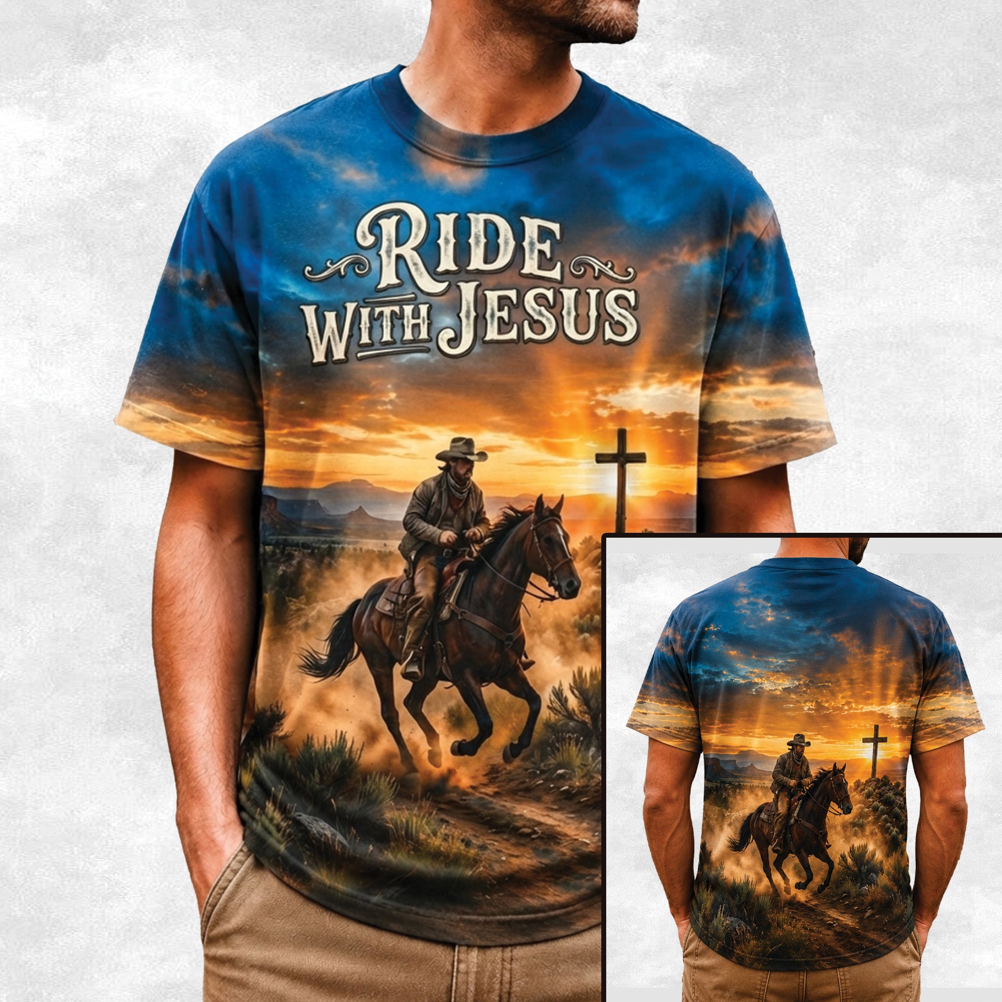 3D Printed Horse Unisex T-Shirt, Ride with Jesus Shirt