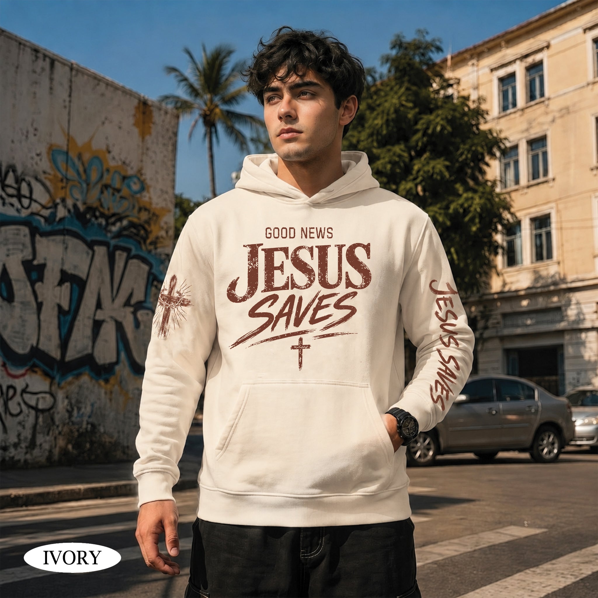 Good News Jesus Saves T-Shirt, Christian Bible Verse Hoodie