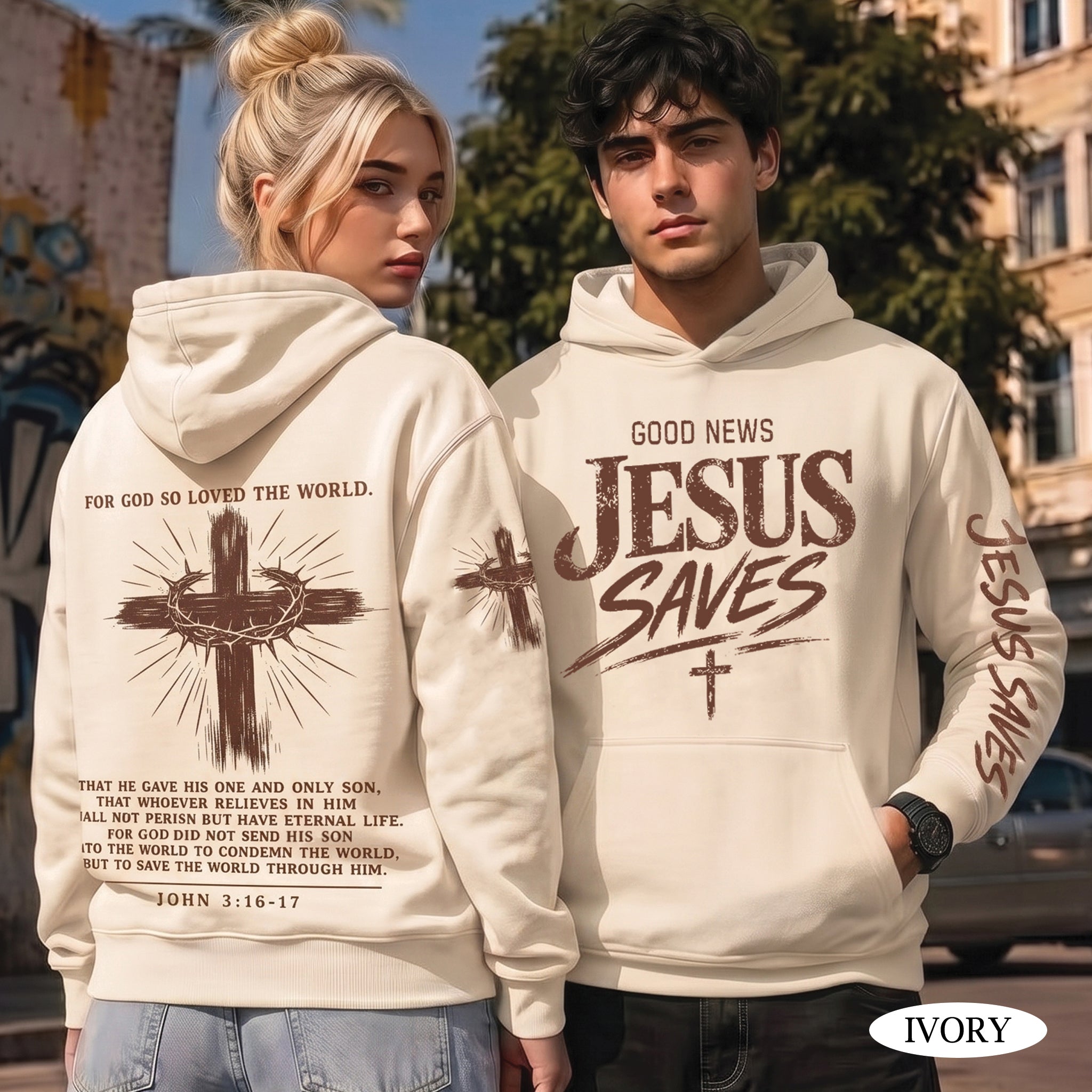 Good News Jesus Saves T-Shirt, Christian Bible Verse Hoodie