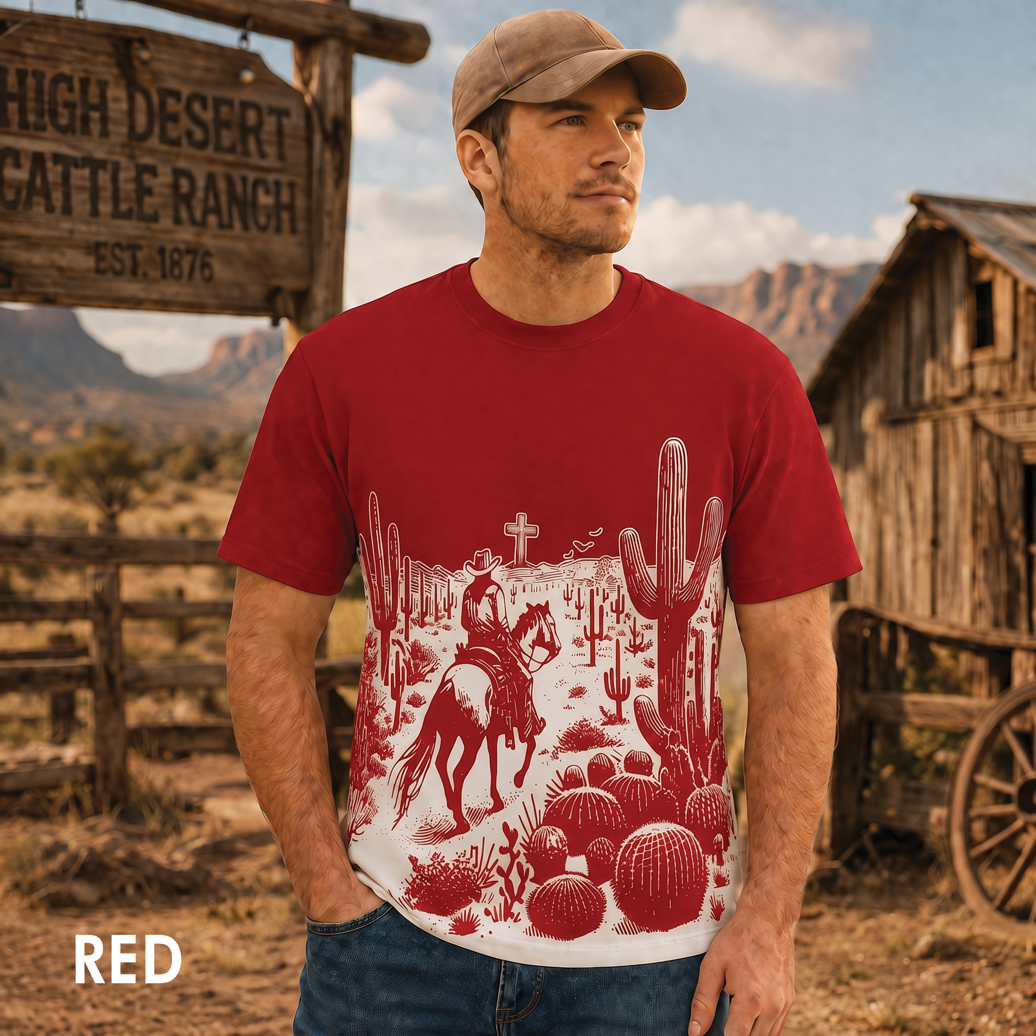 Vintage Western Cowboy All Over Print Shirt, Christian Cowboy Shirt