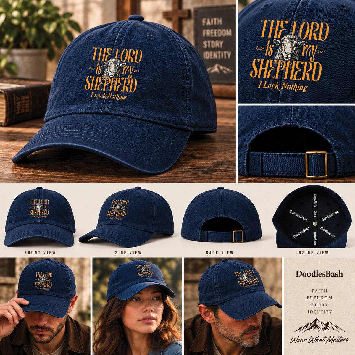 The Lord Is My Shepherd I Lack Nothing Hat - Christian Cap