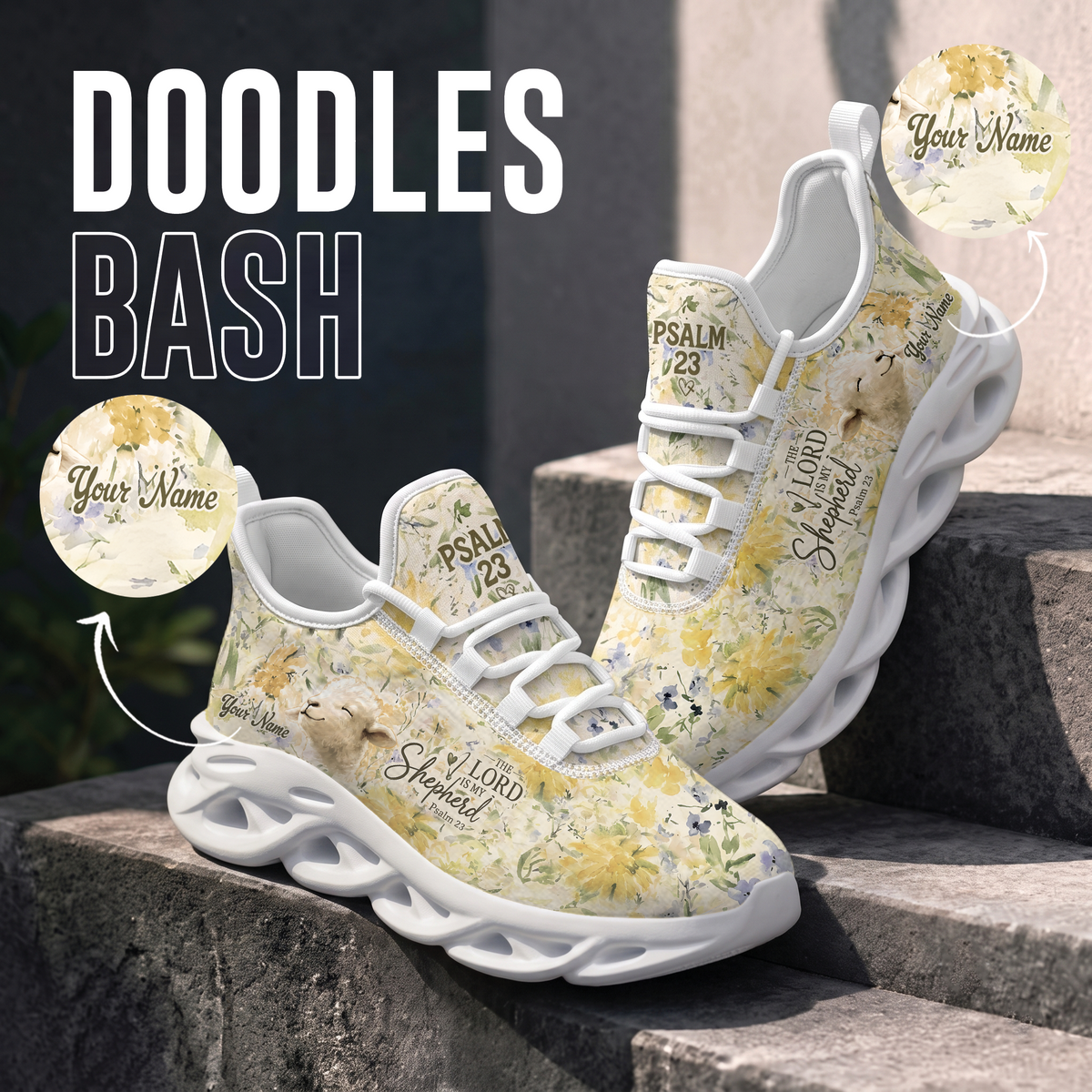 Custom Name The Lord Is My Shepherd Sneakers - Christian Max Soul Shoes