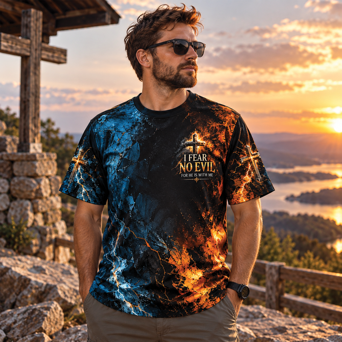I Fear No Evil For He Is With Me Christian T-Shirt, Sweatshirt & Hoodie