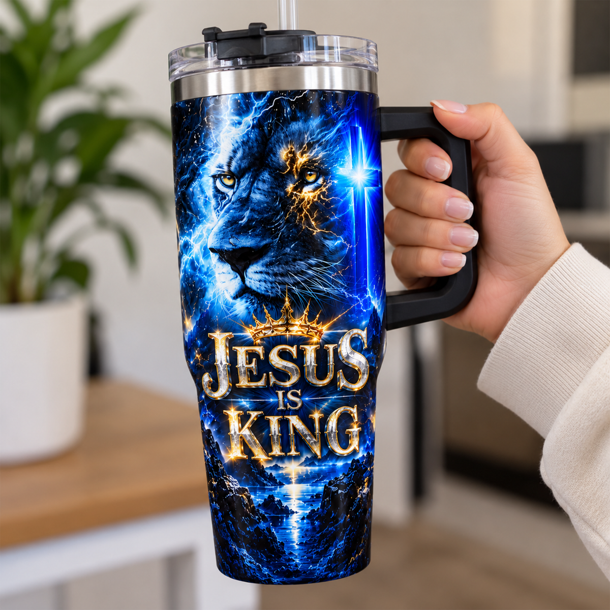 Jesus Is King Lion of Judah Christian Tumbler