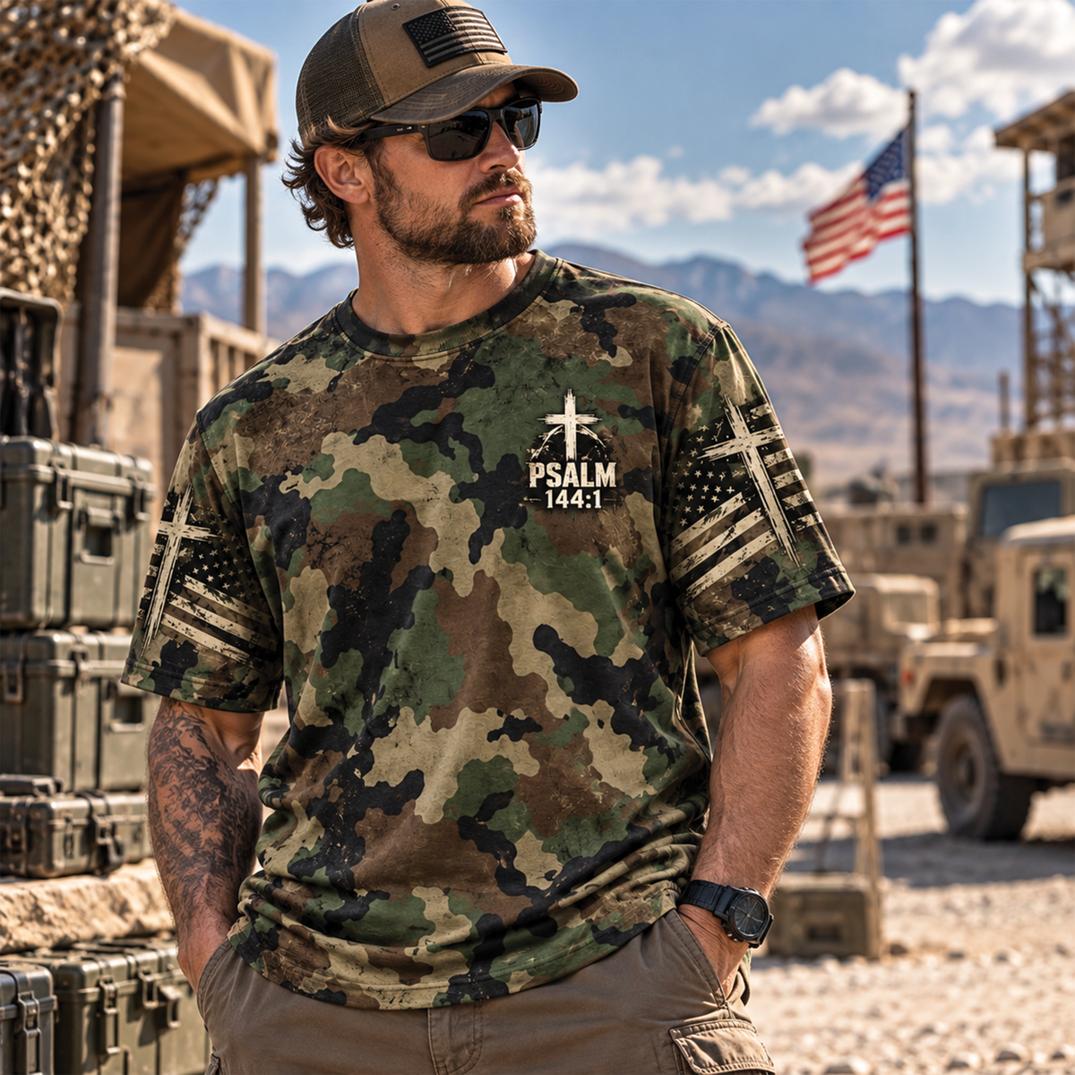 Blessed Be The Lord My Rock Camo Christian T-Shirt, Sweatshirt & Hoodie
