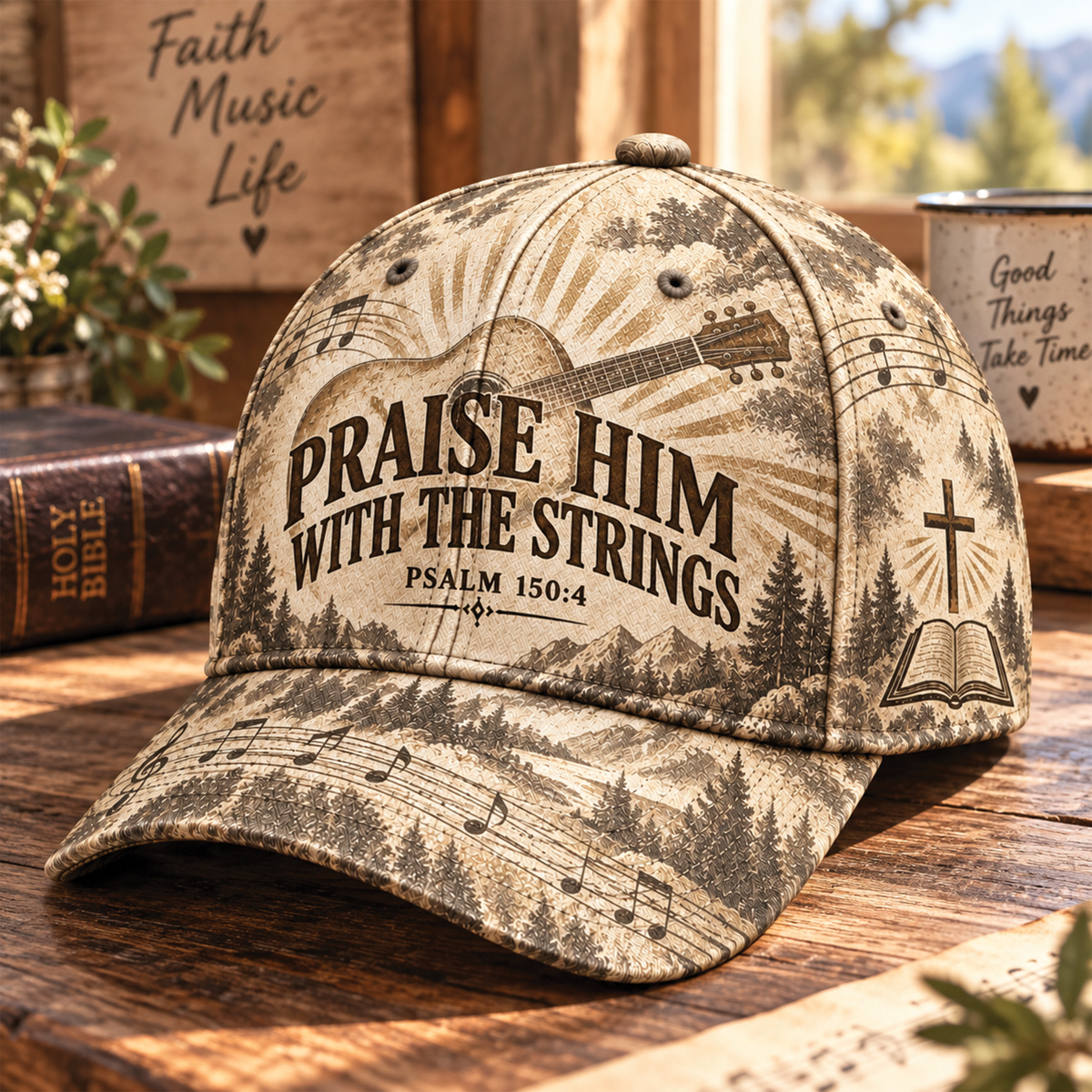 Praise Him with the Strings Hat - Christian Baseball Cap