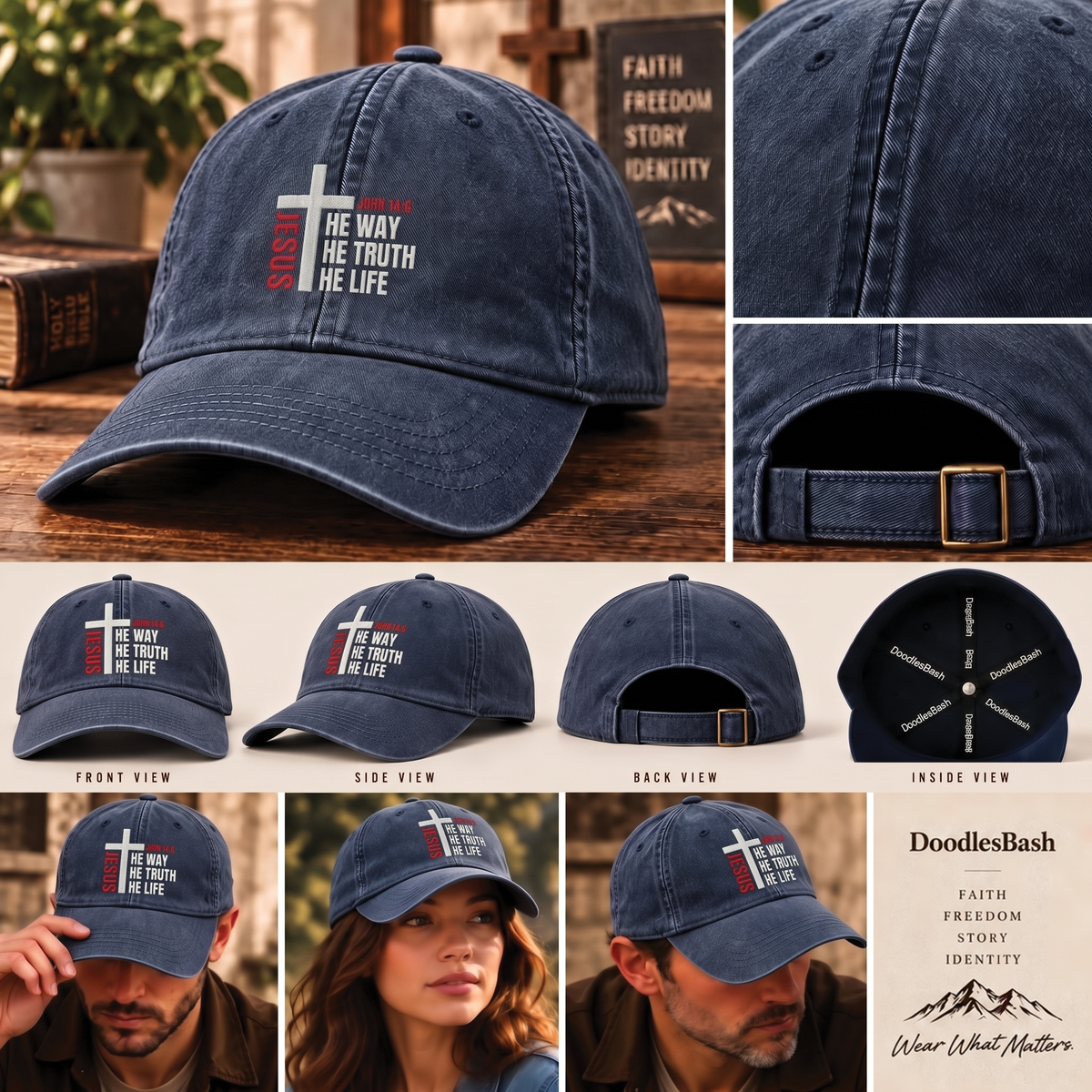 Jesus The Way The Truth The Life Embroidered Hat - Christian Baseball Cap