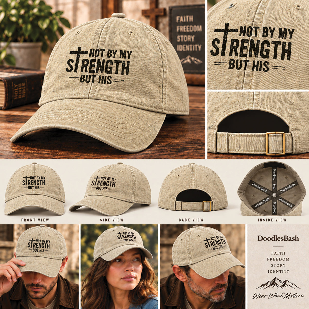 Not By My Strength But His Christian Hat - Zechariah 4:6 Cap