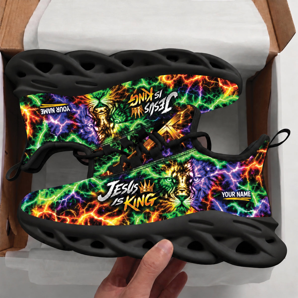 Personalized Jesus Is King Sneakers - Christian Max Soul Shoes