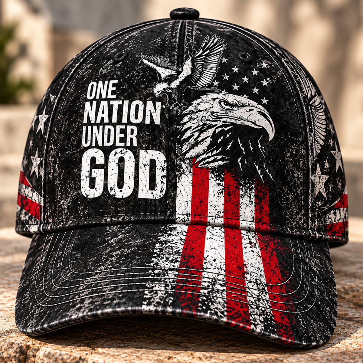 One Nation Under God American Eagle Patriotic Baseball Cap