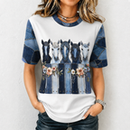 Western Horse Denim Print All Over Print Shirt