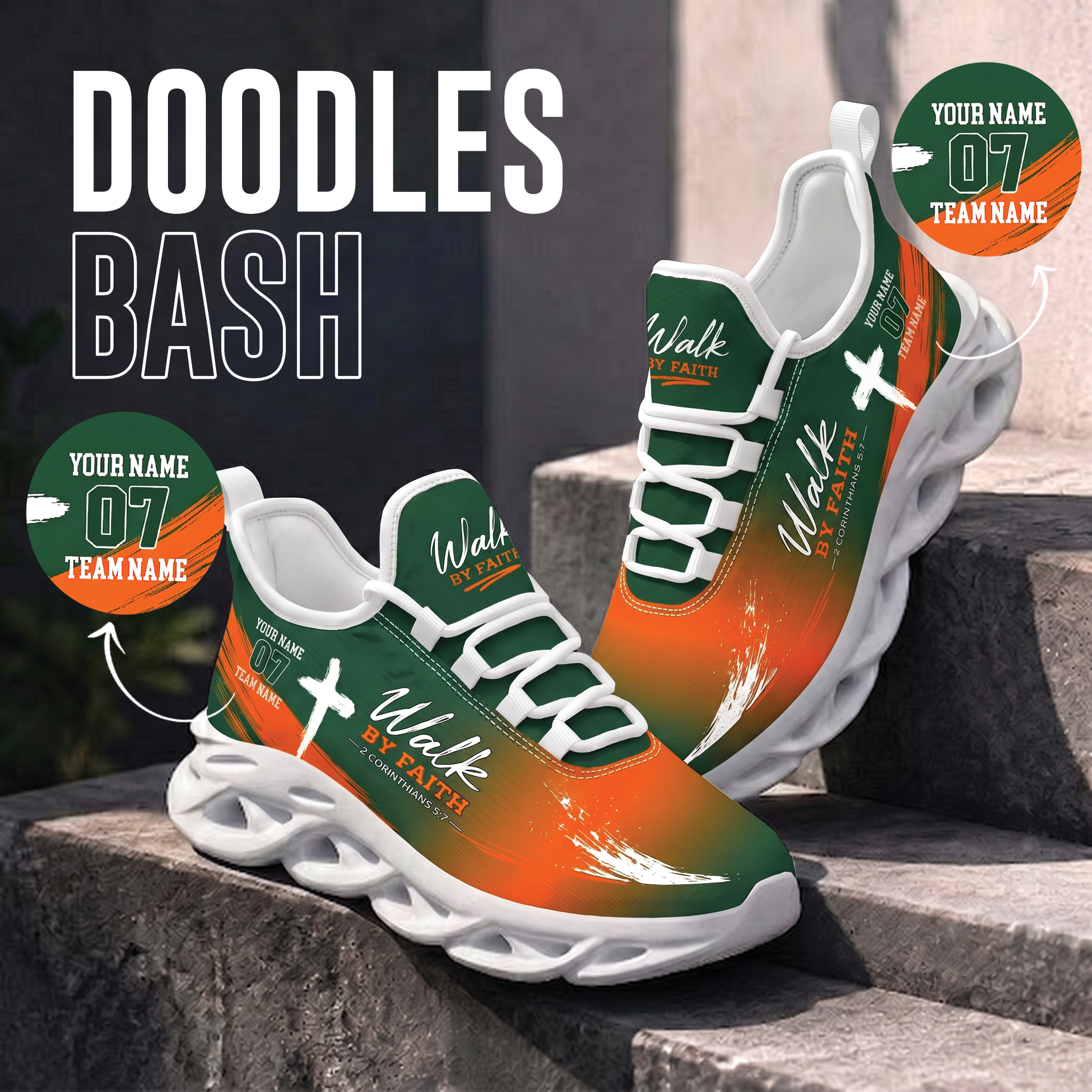Custom Christian Sneakers – Walk by Faith Max Soul Shoes