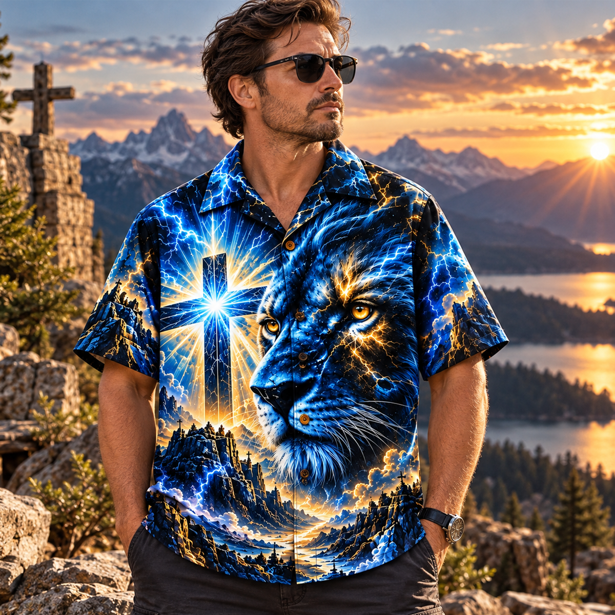 Jesus Is King Lion of Judah Christian Hawaiian Shirt
