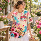 Jesus Is the Way Christian Floral All Over Print Shirt