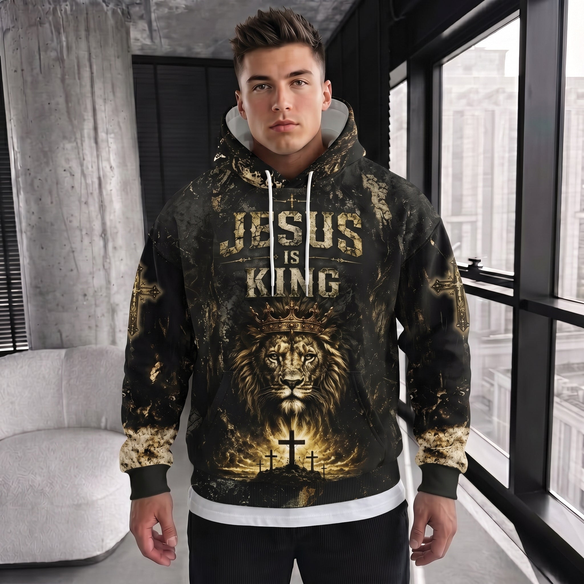 King of Kings Christian Hoodie, Jesus Is King Lion of Judah Hoodie