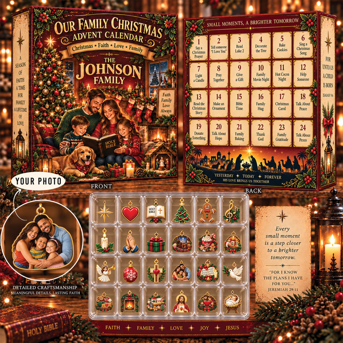 Personalized Advent Calendar 2026, 24 Day Christmas Countdown Box