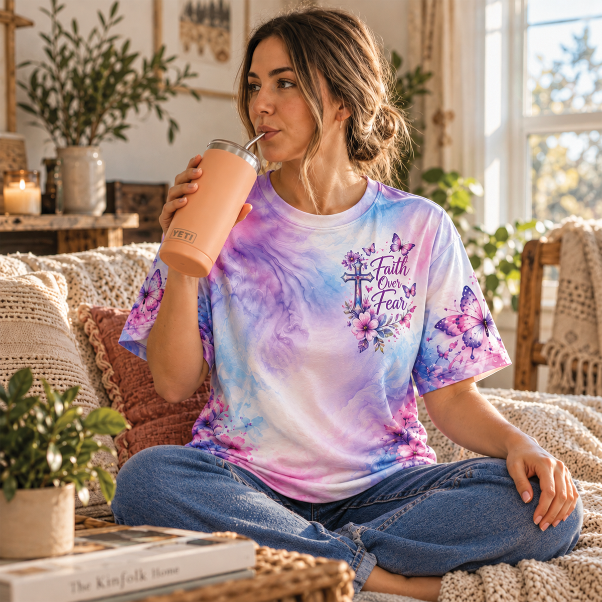Faith Over Fear Butterfly Christian T-Shirt, Sweatshirt & Hoodie