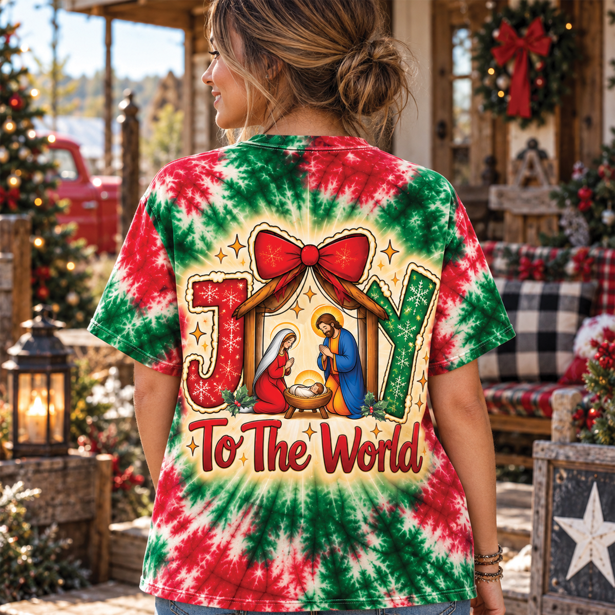 Joy To The World Christmas Tie-Dye T-Shirt, Sweatshirt & Hoodie