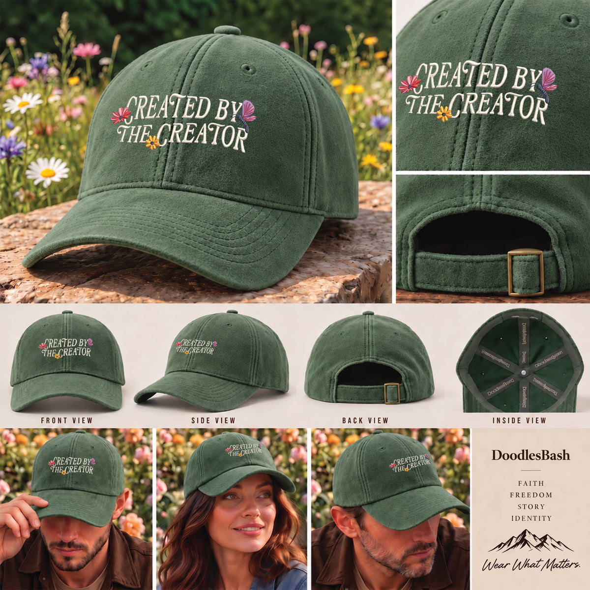 Created by the Creator Embroidered Hat - Christian Baseball Cap