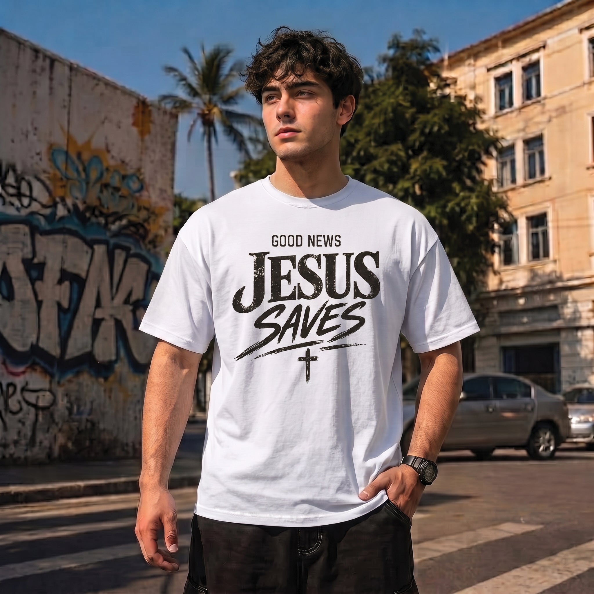 Good News Jesus Saves T-Shirt, Christian Bible Verse Hoodie