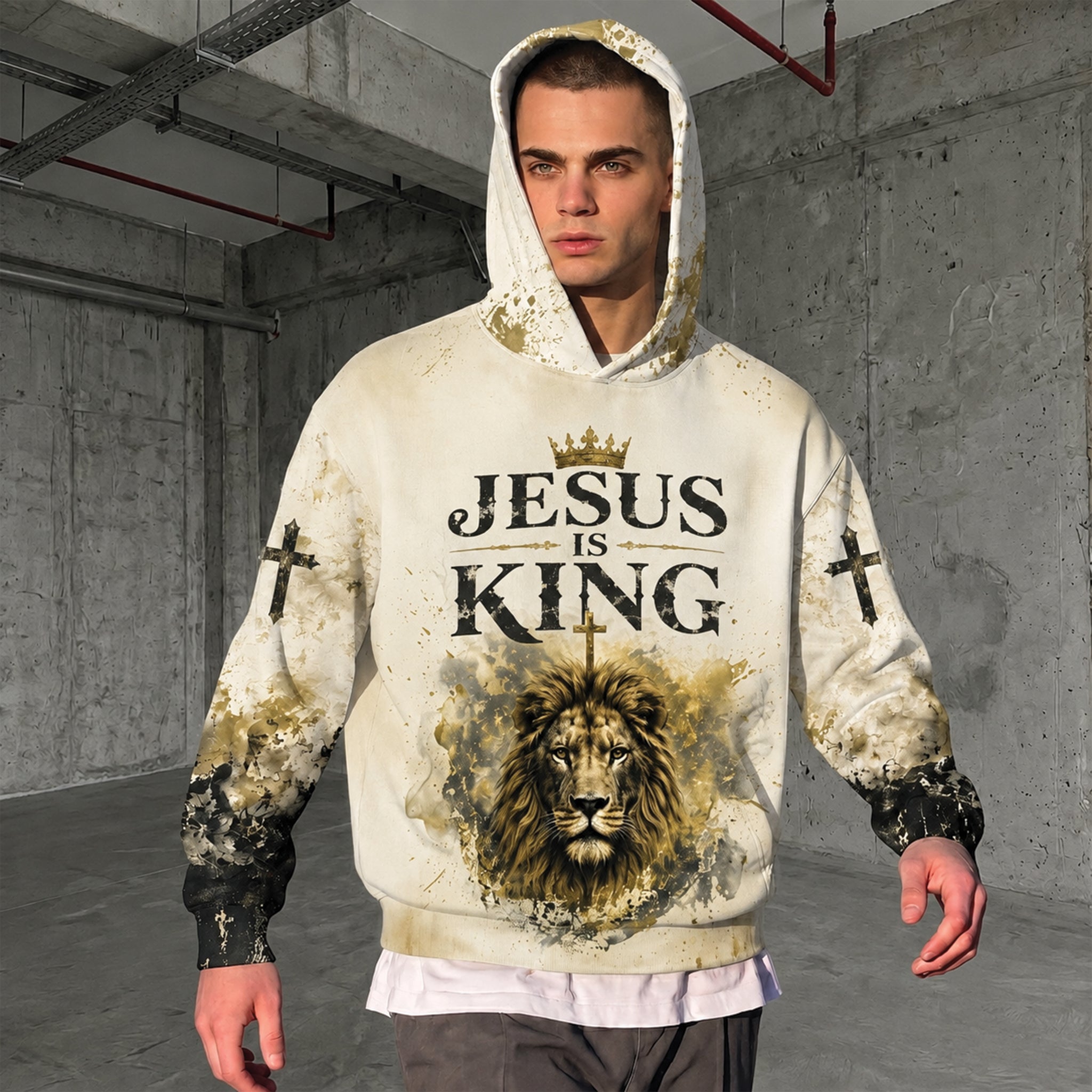 "Jesus Is King" Lion of Judah Unisex Hoodie – Christian Faith Streetwear