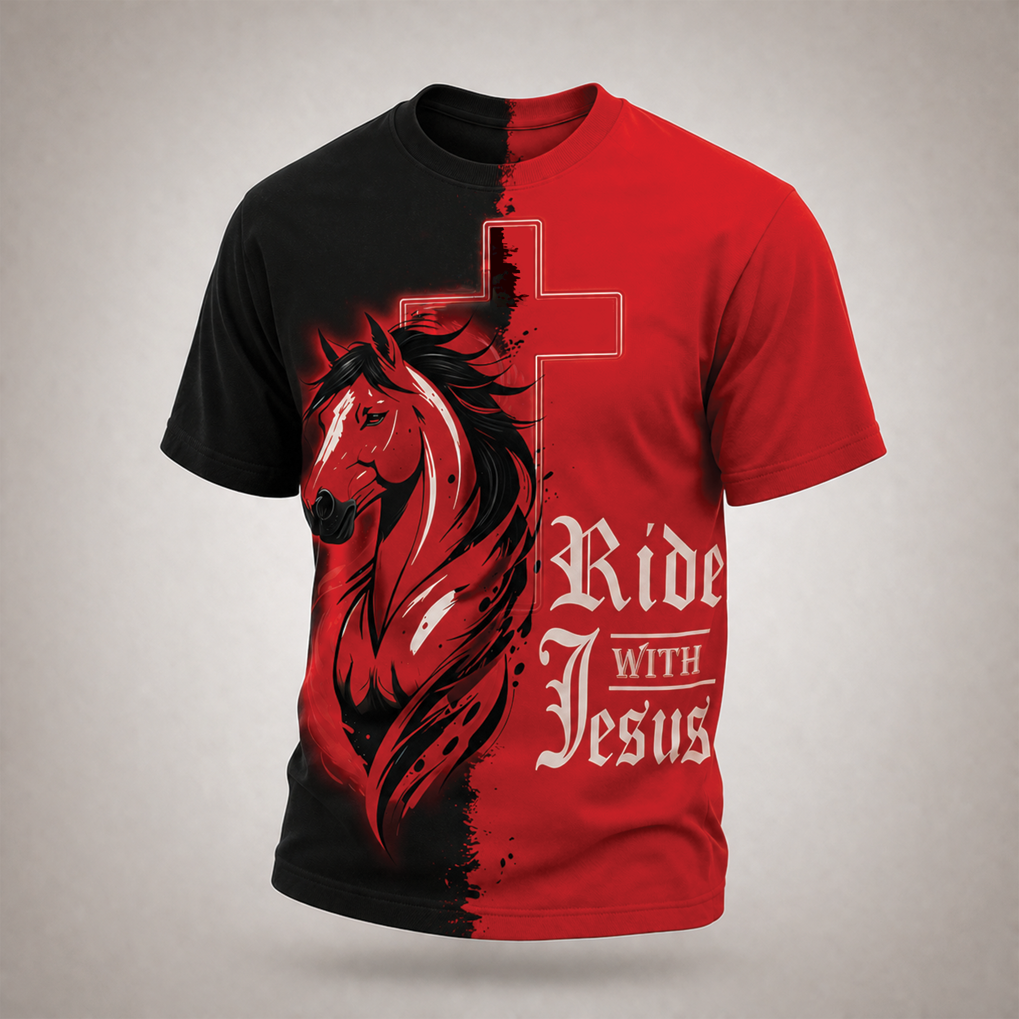 Ride With Jesus All Over Print Shirt, Christian T-Shirt