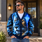 Jesus Is King Lion of Judah Christian Cardigan