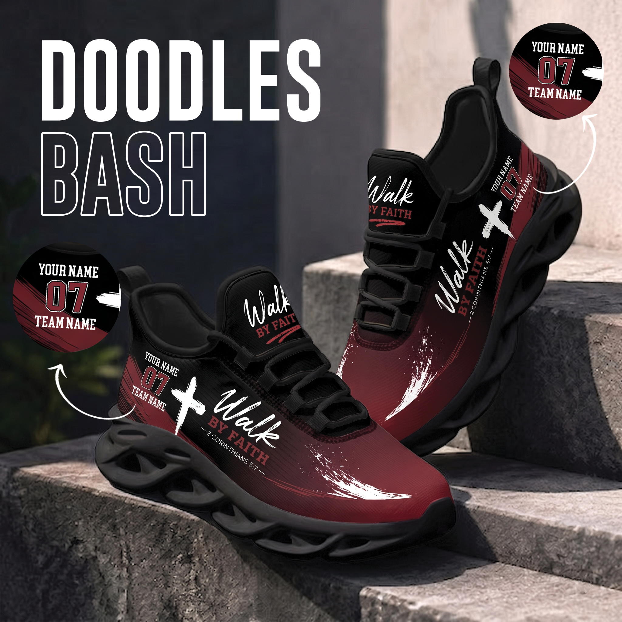 Custom Walk By Faith Unisex Sneakers, Christian Max Soul Shoes