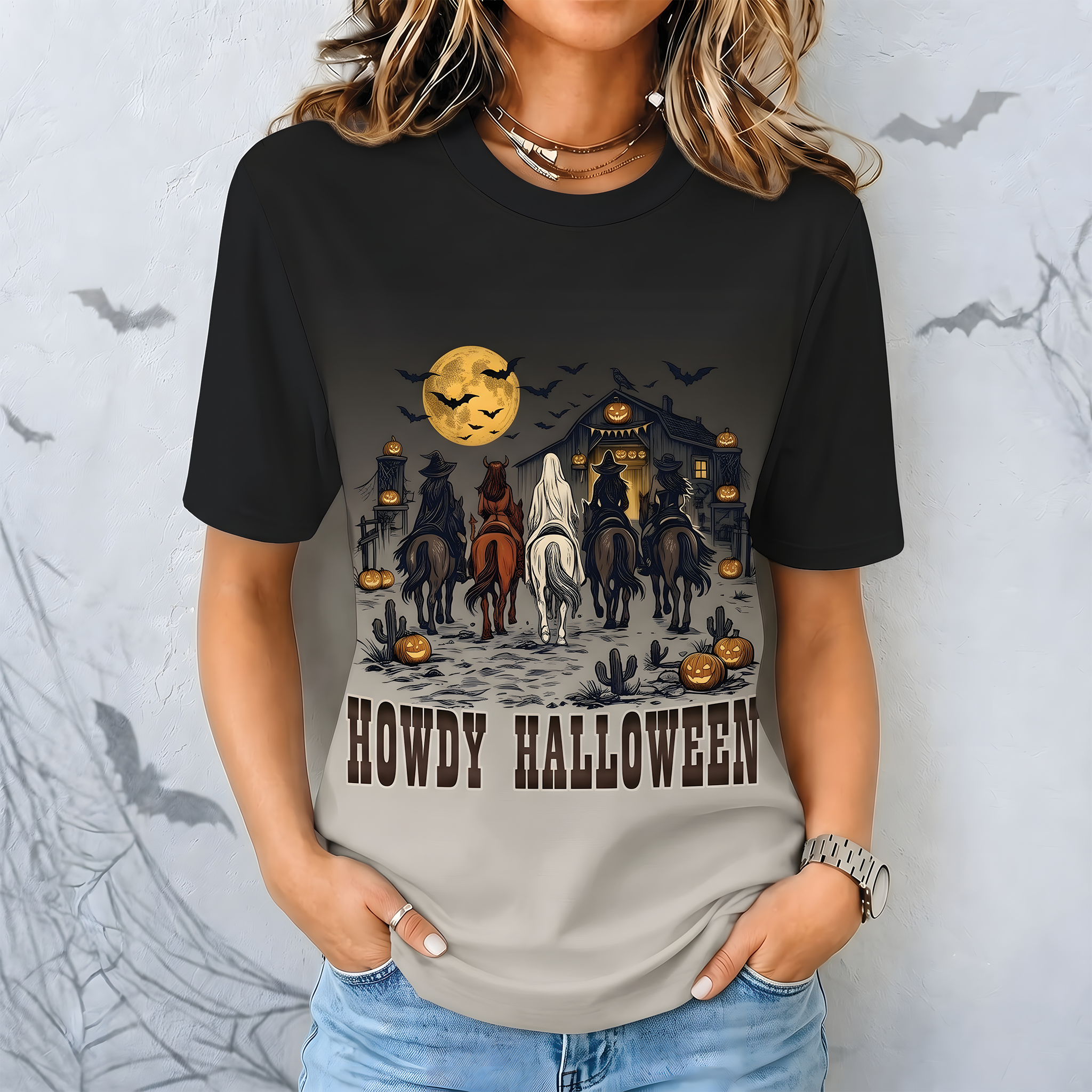 Howdy Halloween Western Spooky Cowgirl All Over Print Shirt