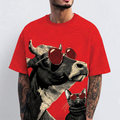 Hypnotic Cow and Cat with Sunglasses All Over Print Shirt, Trippy Hypnotic Animal Tee