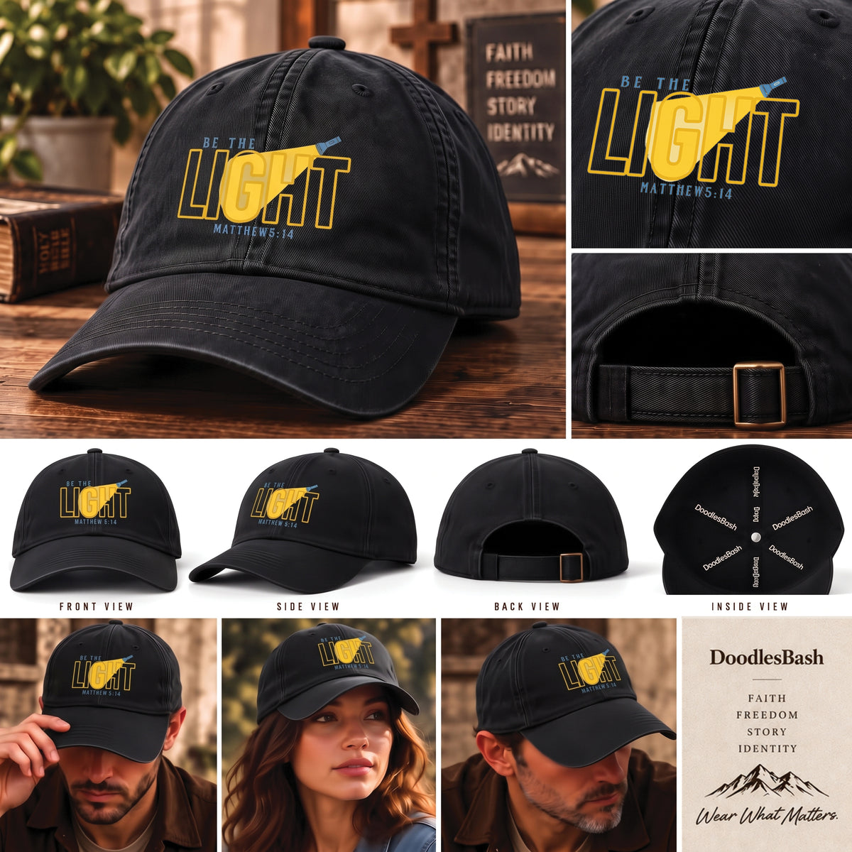 Be The Light Matthew 5:14 Christian Baseball Cap