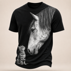 Horse and Cat All Over Print Shirt, Animal Lover T-shirt