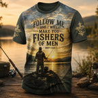 Follow Me Fishers of Men Christian All Over Print Shirt, Matthew 4:19 Fishing Shirt