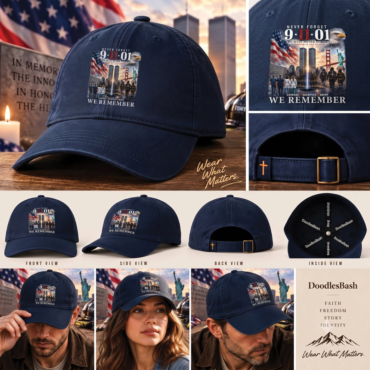 9/11 25th Anniversary Hat - Never Forget September 11 Cap