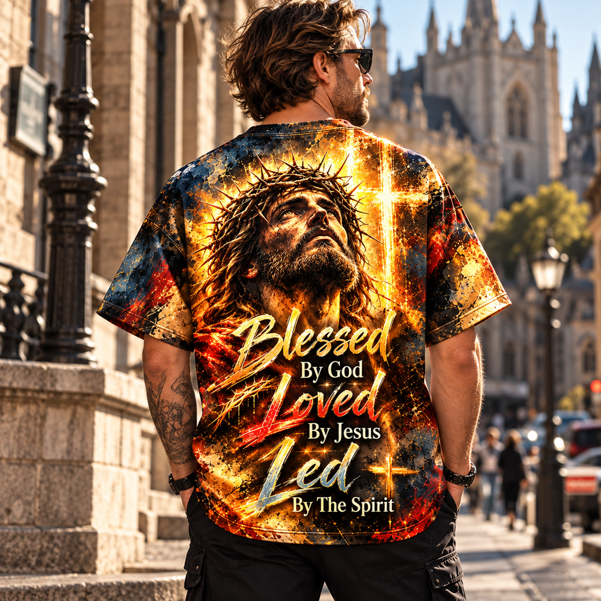 Blessed By God Loved By Jesus Led By The Spirit Christian All Over Print Shirt