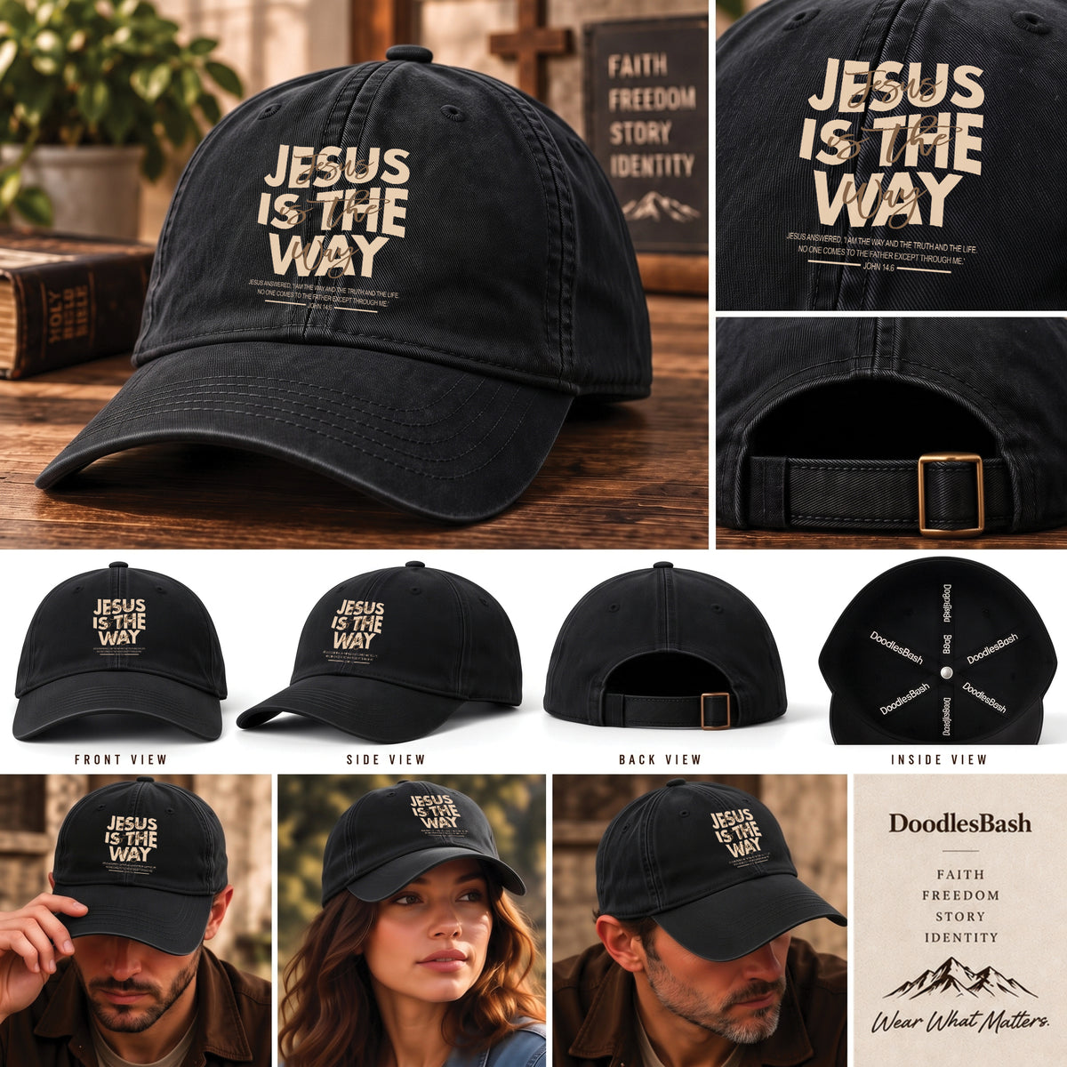 Jesus Is The Way Christian Hat - John 14:6 Bible Verse Cap