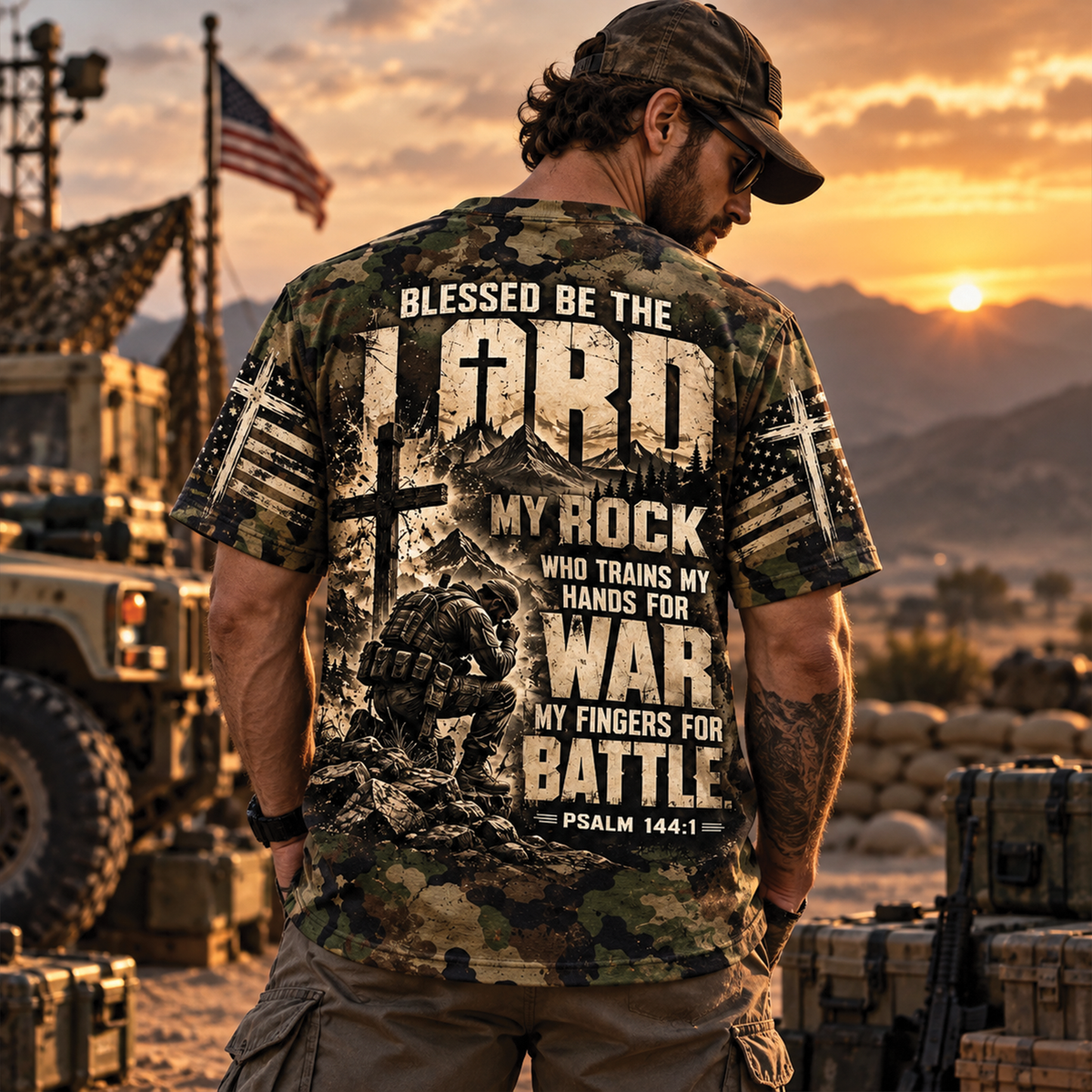 Blessed Be The Lord My Rock Camo Christian T-Shirt, Sweatshirt & Hoodie