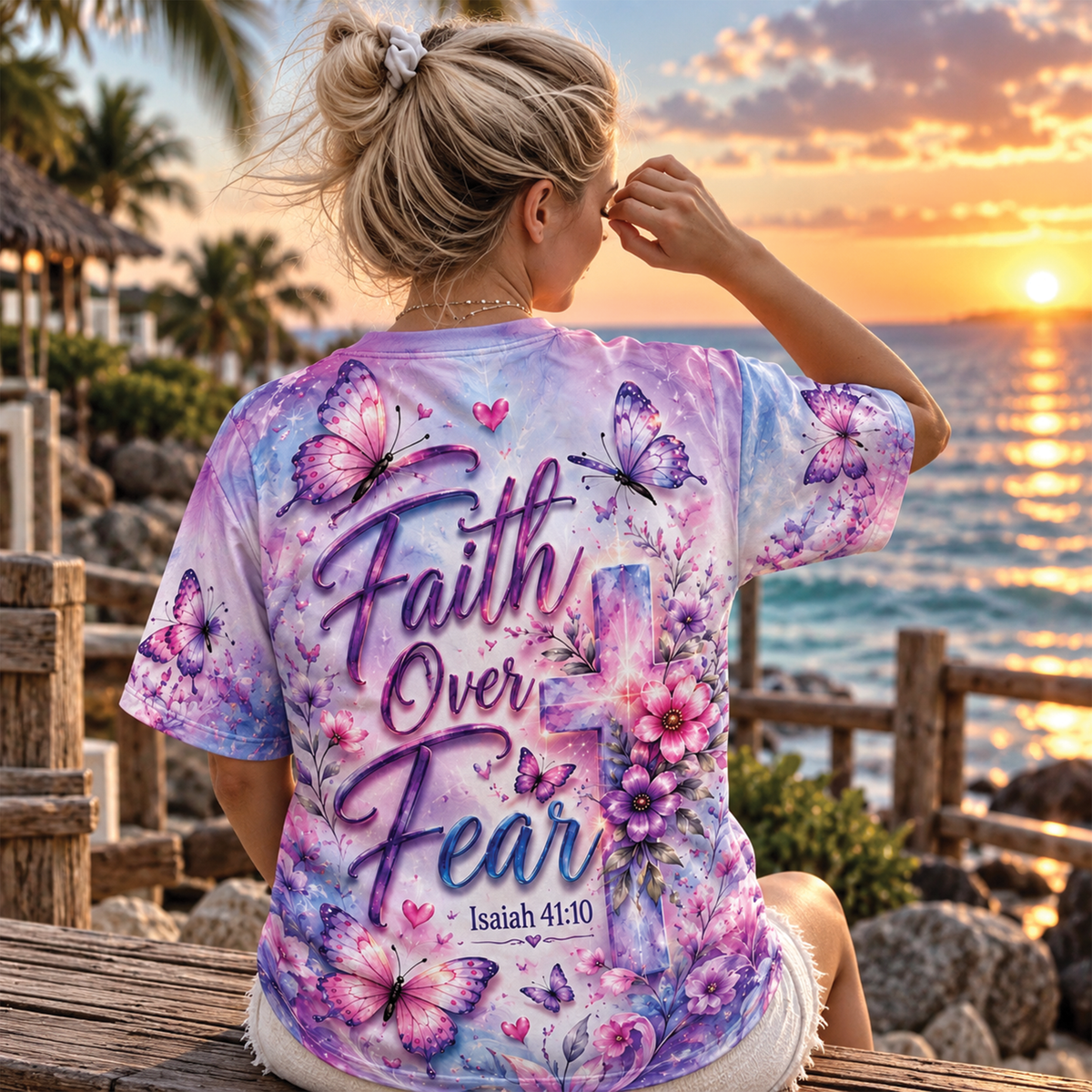 Faith Over Fear Butterfly Christian T-Shirt, Sweatshirt & Hoodie