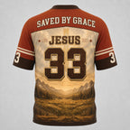 Cowboys Need Jesus Too Christian Football Jersey, Saved By Grace Western Cowboy Shirt