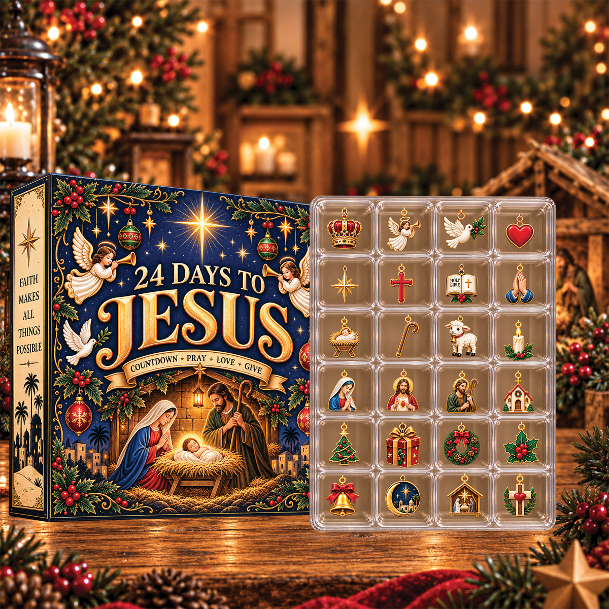 Christian Christmas Advent Calendar 2026, 24 Day Christmas Countdown Box