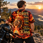 Jesus Lion of Judah Born as a Baby Coming Back as a King All Over Print Shirt