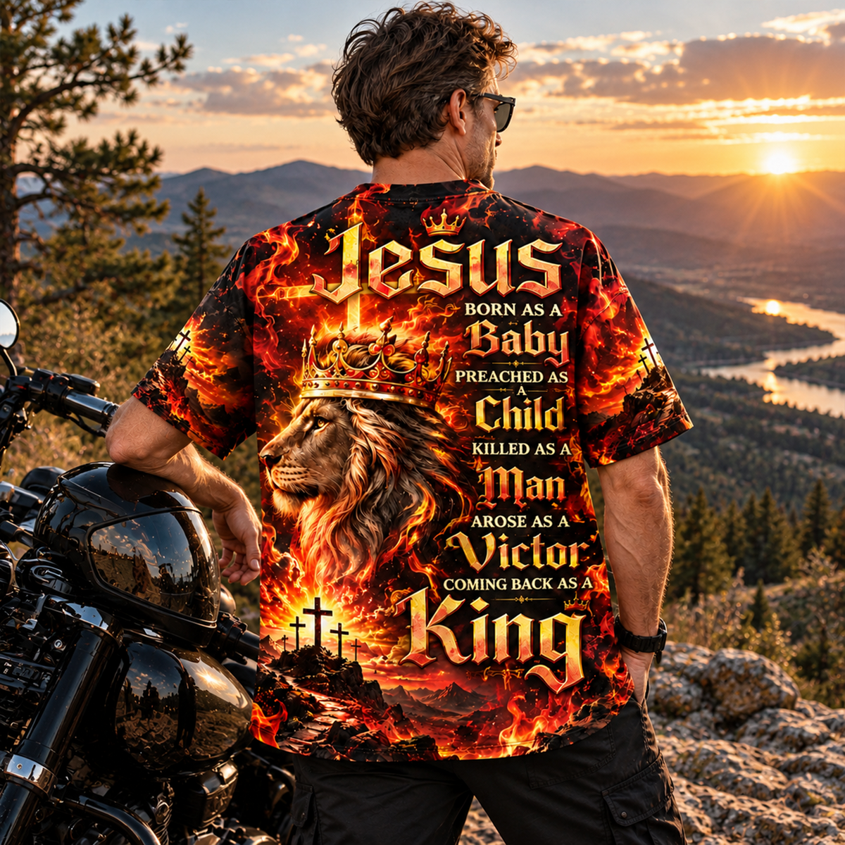 Jesus Lion of Judah Born as a Baby Coming Back as a King All Over Print Shirt