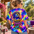 Blessed By God Loved By Jesus Led By The Spirit Tie Dye Christian All Over Print Shirt