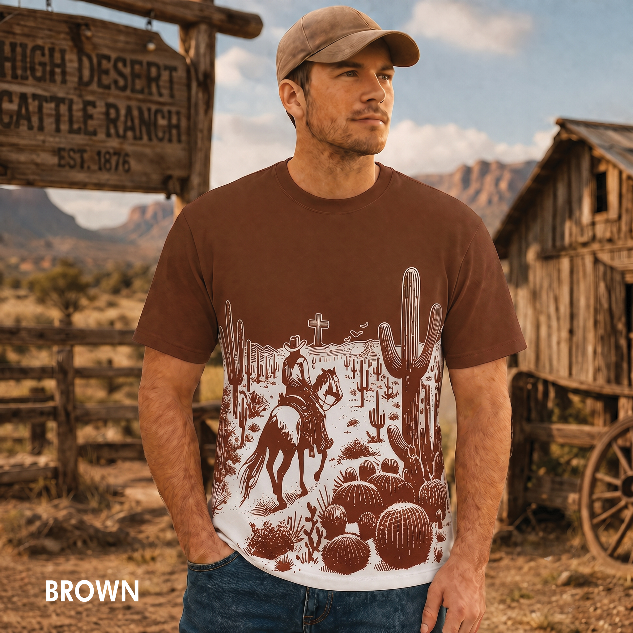 Vintage Western Cowboy All Over Print Shirt, Christian Cowboy Shirt