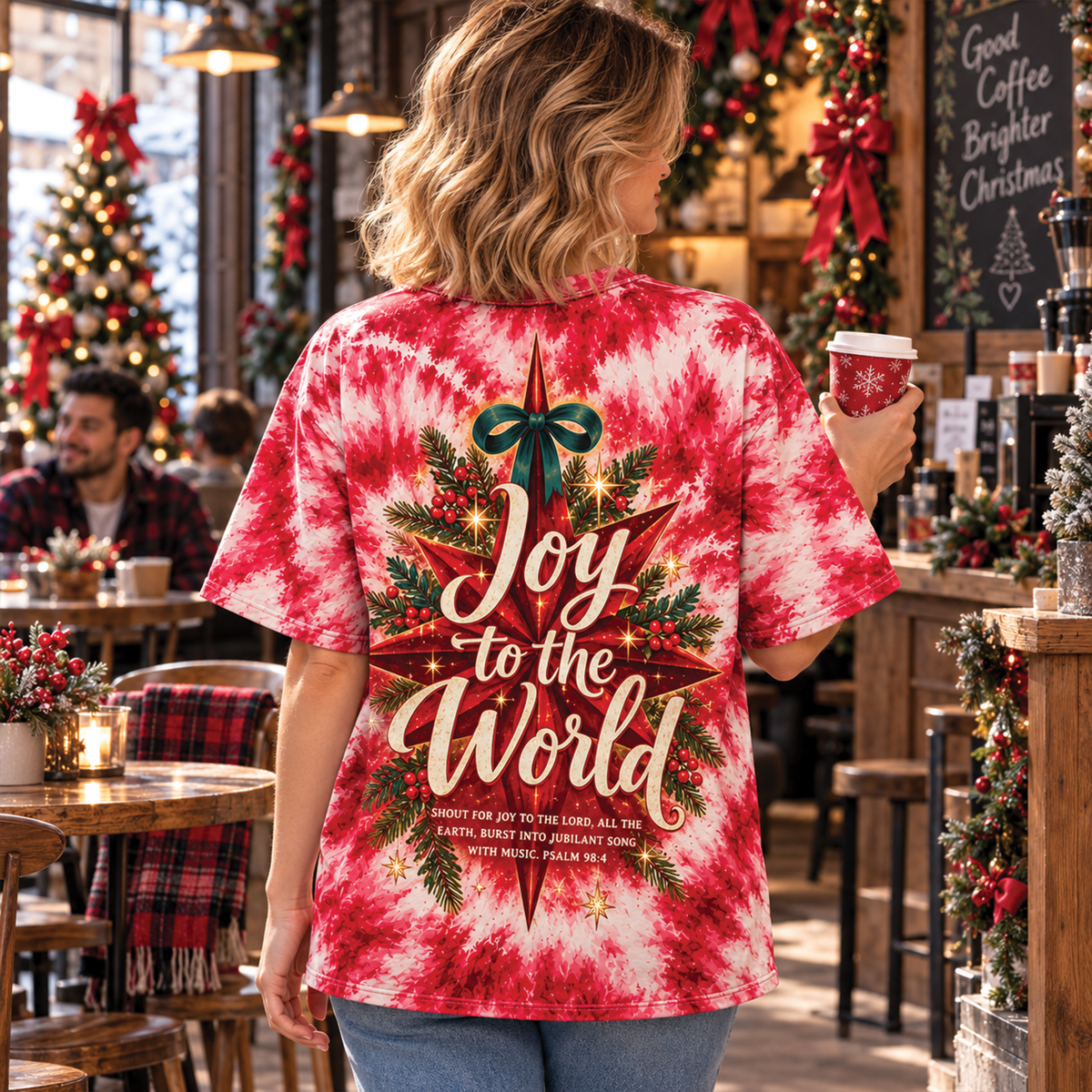 Joy to the World Psalm 98:4 Christmas Tie-Dye T-Shirt, Sweatshirt & Hoodie